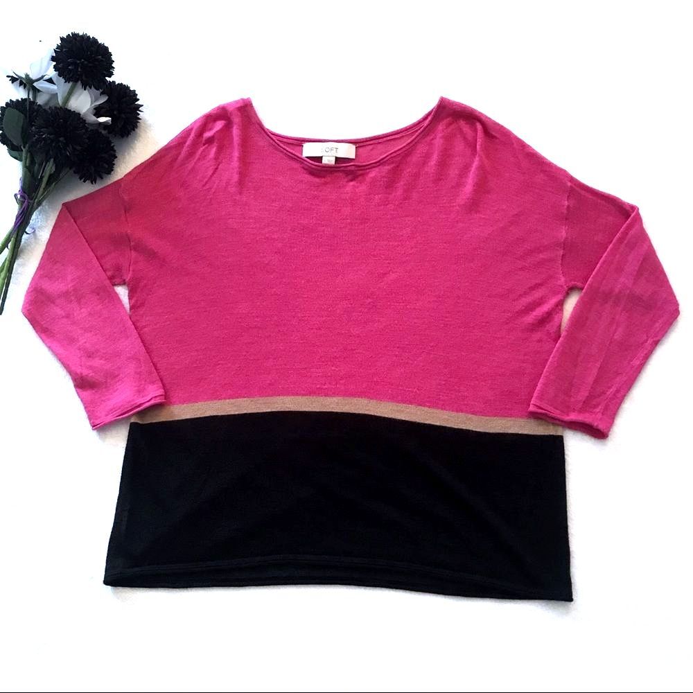 Ann Taylor LOFT Sweater Size Small Linen Colorblock Lightweight